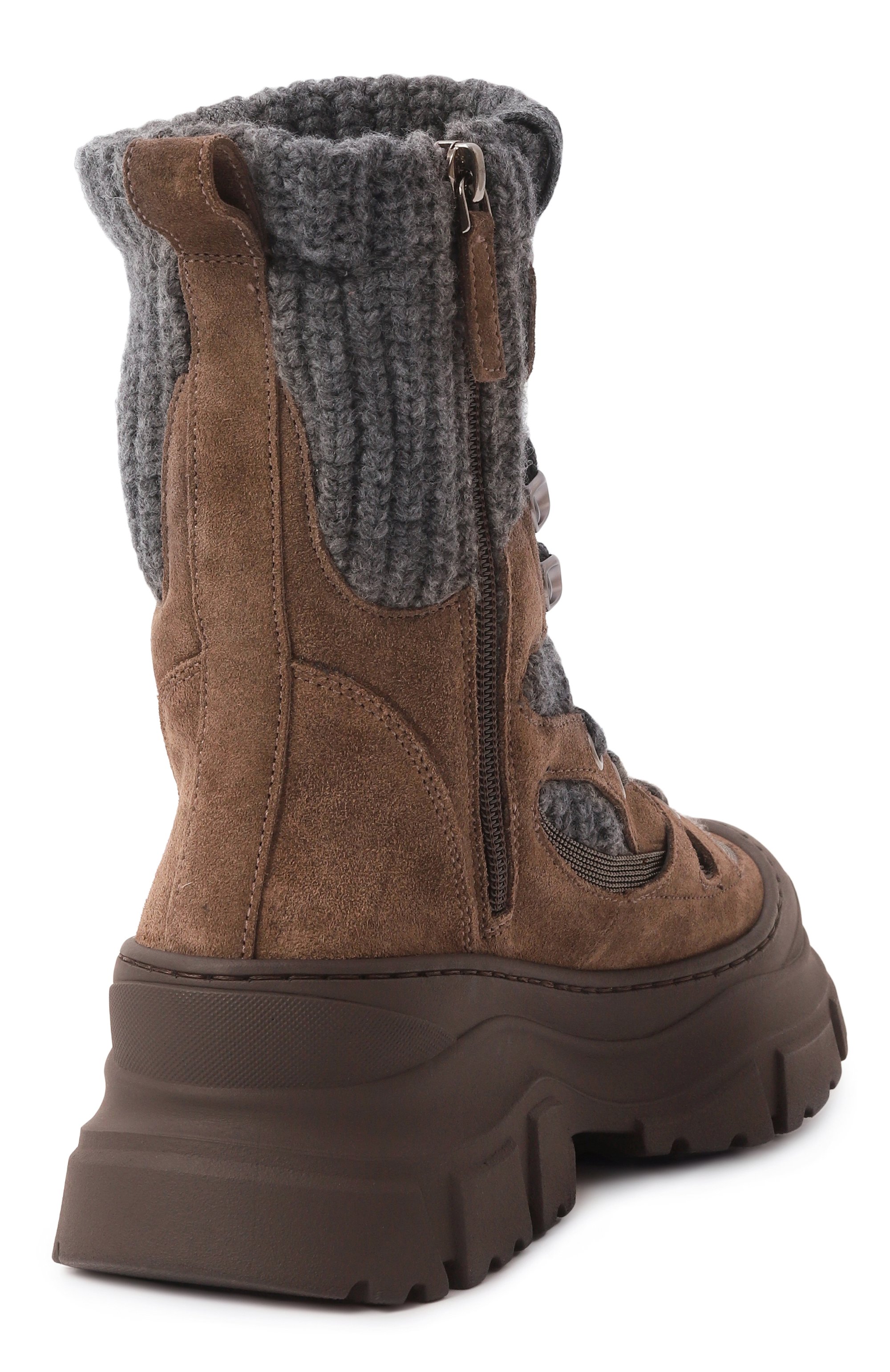 Комбинированные ботинки BRUNELLO CUCINELLI коричневого цвета по цене 184500 руб., арт. MZSFG2812, фото 5 Комбинированные ботинки BRUNELLO CUCINELLI, арт. MZSFG2812, фото 5