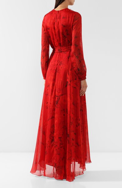 Шелковое платье VALENTINO красного цвета по цене 831500 руб., арт. SB3VD9E04PG, фото 4 Шелковое платье VALENTINO, арт. SB3VD9E04PG, фото 4