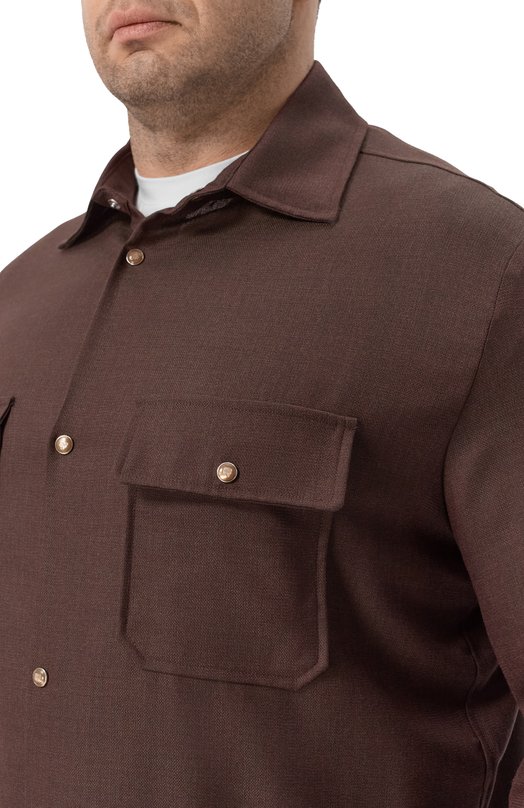 Шерстяная рубашка Marco Pescarolo NEXT/5318 Коричневый  NEXT/5318 Фото 5
