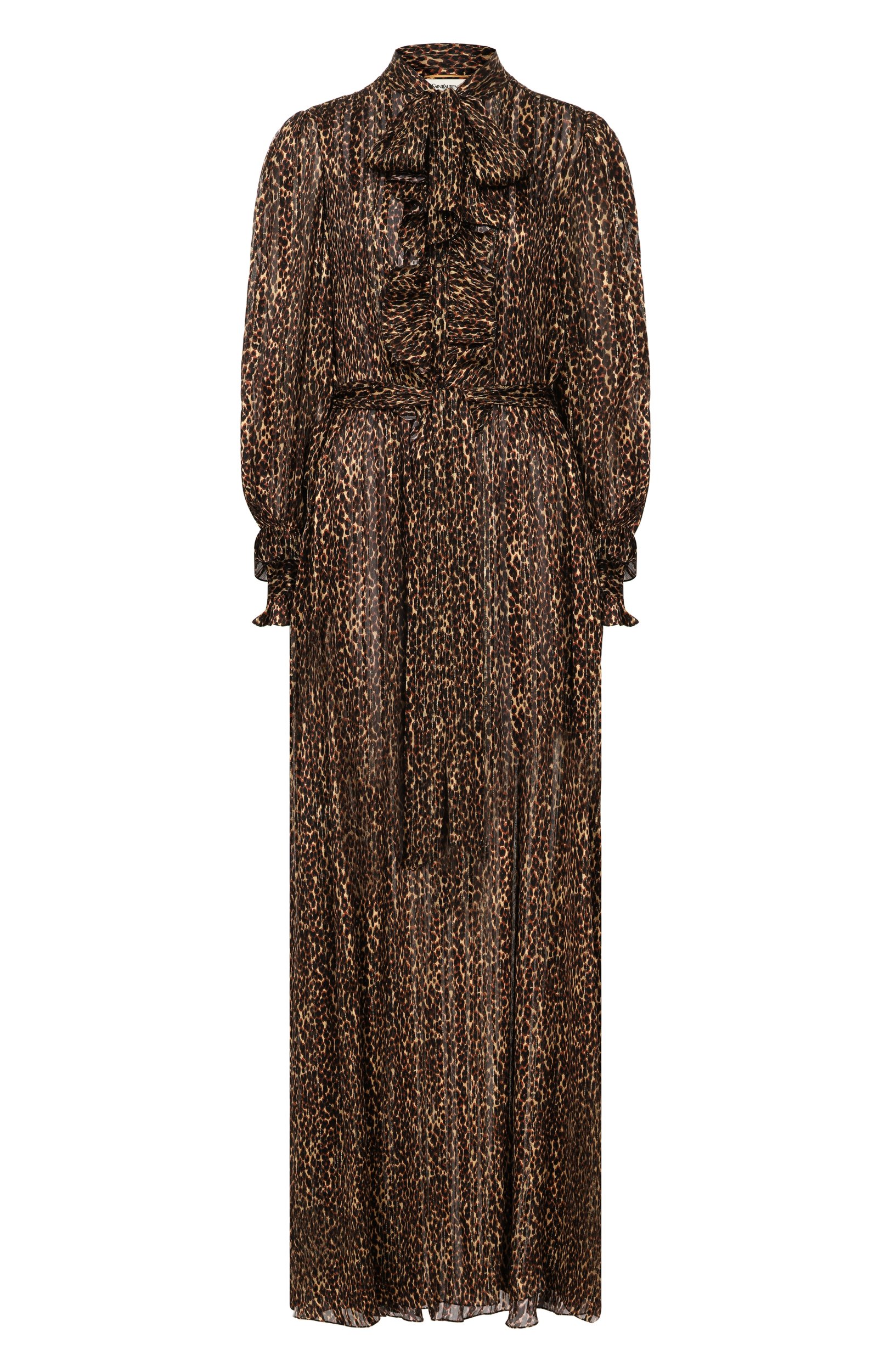 Шелковое платье SAINT LAURENT коричневого цвета по цене 899500 руб., арт. 873444/Y3L04, фото 1 Шелковое платье SAINT LAURENT, арт. 873444/Y3L04, фото 1