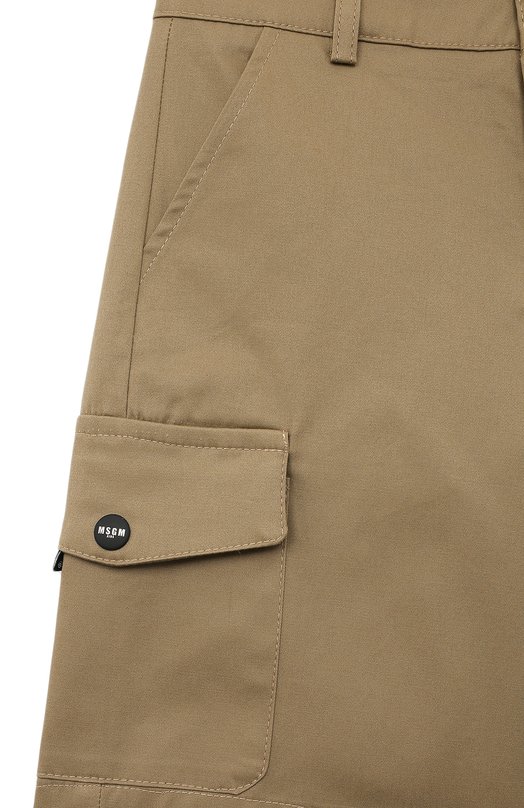 Хлопковые шорты-карго MSGM kids Хаки, фото 3