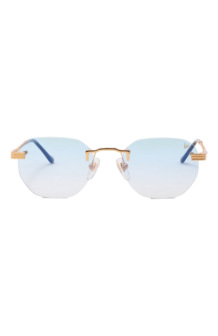 Женские солнцезащитные очки VINTAGE FRAMES голубого цвета, арт. DETR0IT PLAYER 24KT G0LD/SKY BLUE | Фото 3 (Нос: Не проставлено; Региональные ограничения белый список (Axapta Mercury): Не проставлено; Материал: Металл; Тип очков: С/з; Кросс-КТ: С/з-унисекс; Очки форма: Квадратные, Безоправные; Оптика Гендер: оптика-унисекс)