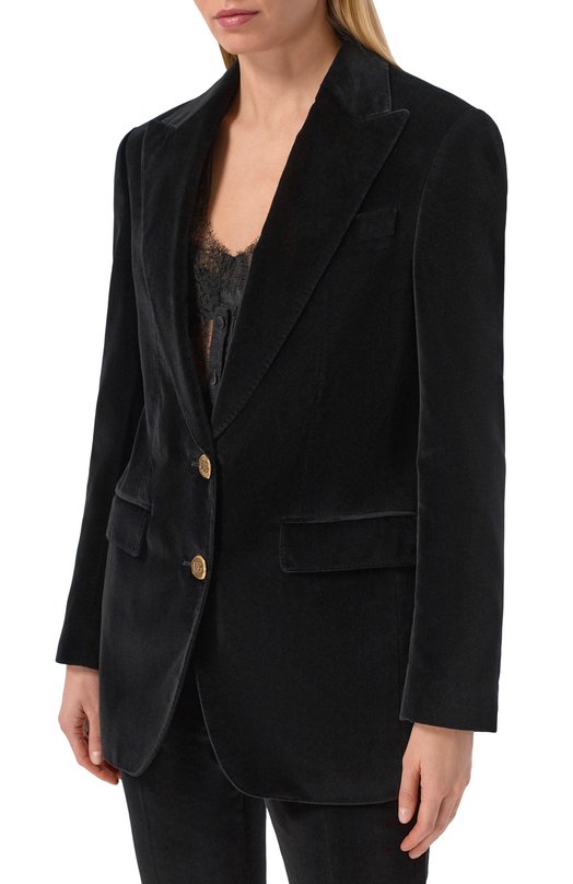 Бархатный жакет Dolce & Gabbana F29V1T/FUVG7 Чёрный  F29V1T/FUVG7 Фото 3