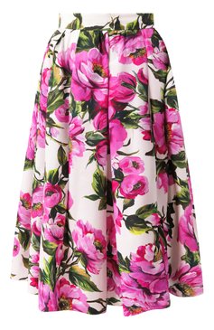 Женская хлопковая юбка DOLCE & GABBANA разноцветного цвета, арт. F4CULT/HS5S3 | Фото 1 (Материал сплава: Проставлено; Длина Ж (юбки, платья, шорты): Миди; Драгоценные камни: Проставлено; Стили: Романтичный; Материал внешний: Хлопок)