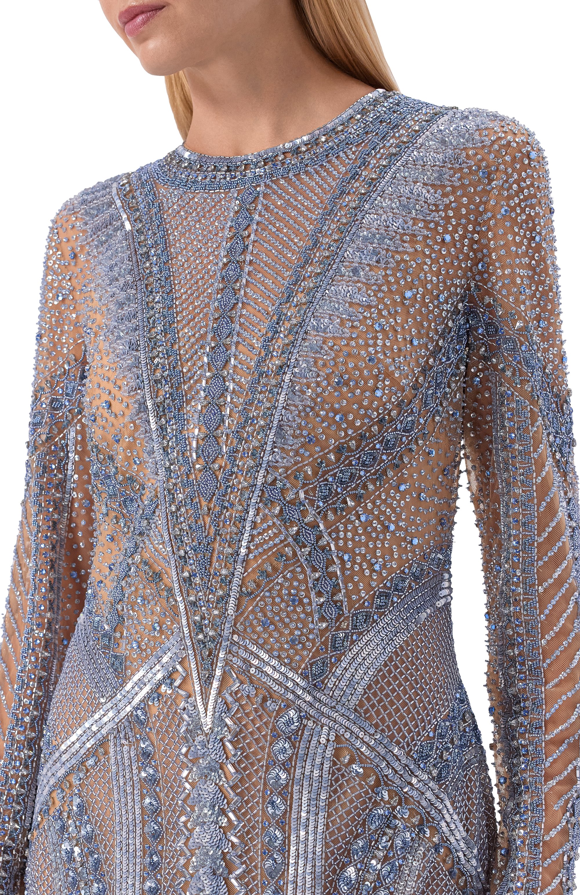 Платье с отделкой стразами и бисером ELIE SAAB, арт. D1066NR26/BE067, фото 4