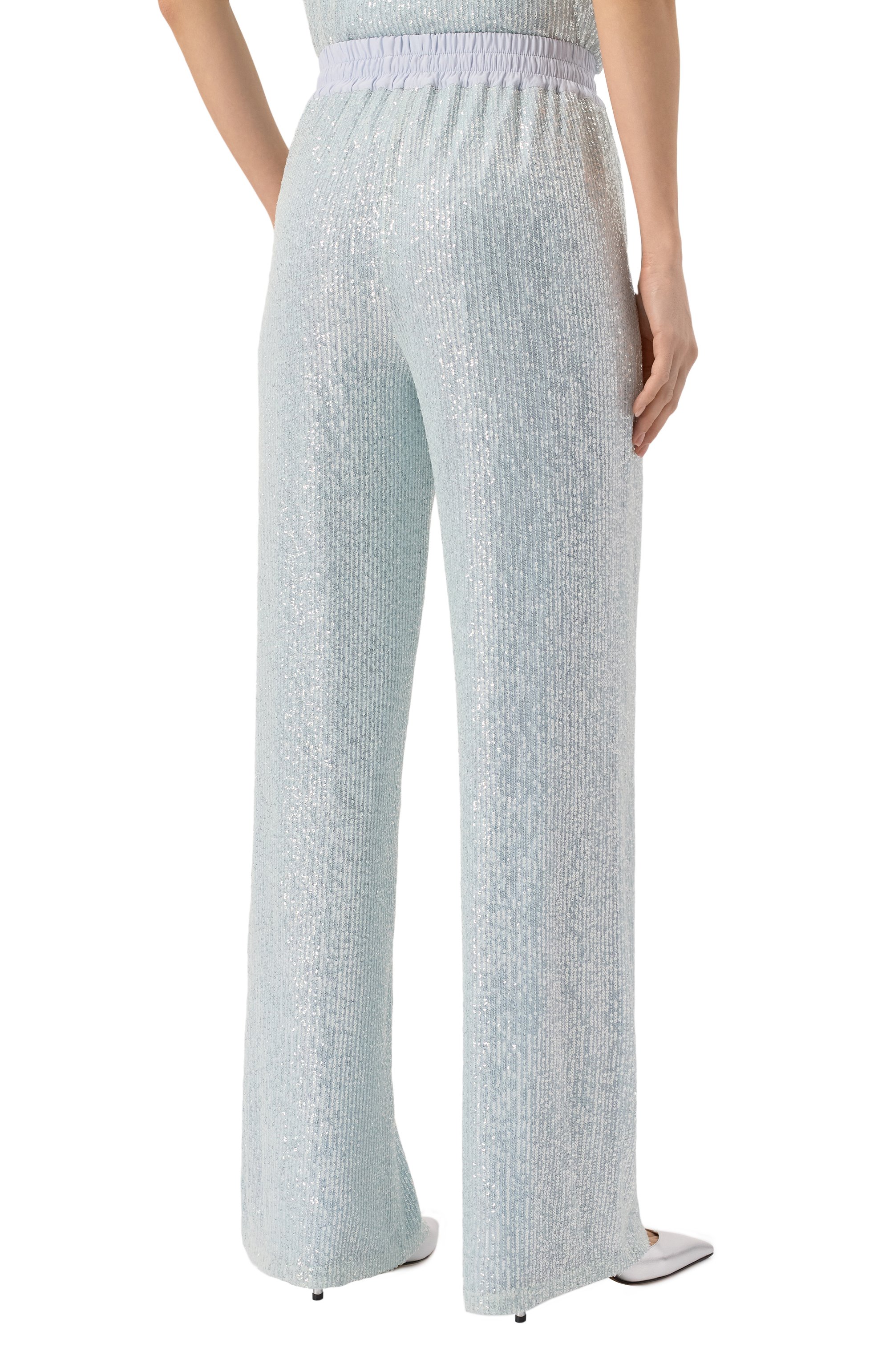 Брюки с отделкой пайетками KITON голубого цвета по цене 263500 руб., арт. D59127K0989E01, фото 4 Брюки с отделкой пайетками KITON, арт. D59127K0989E01, фото 4