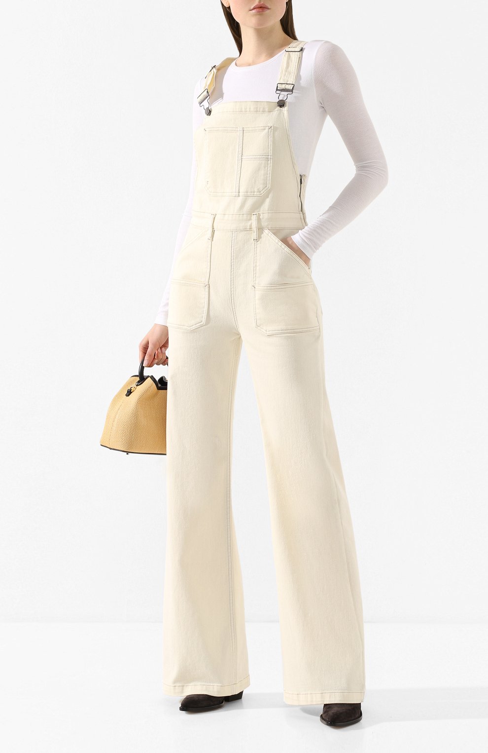 Джинсовый комбинезон FRAME DENIM белого цвета по цене 33600 руб., арт. CCJMP781, фото 2 Джинсовый комбинезон FRAME DENIM, арт. CCJMP781, фото 2