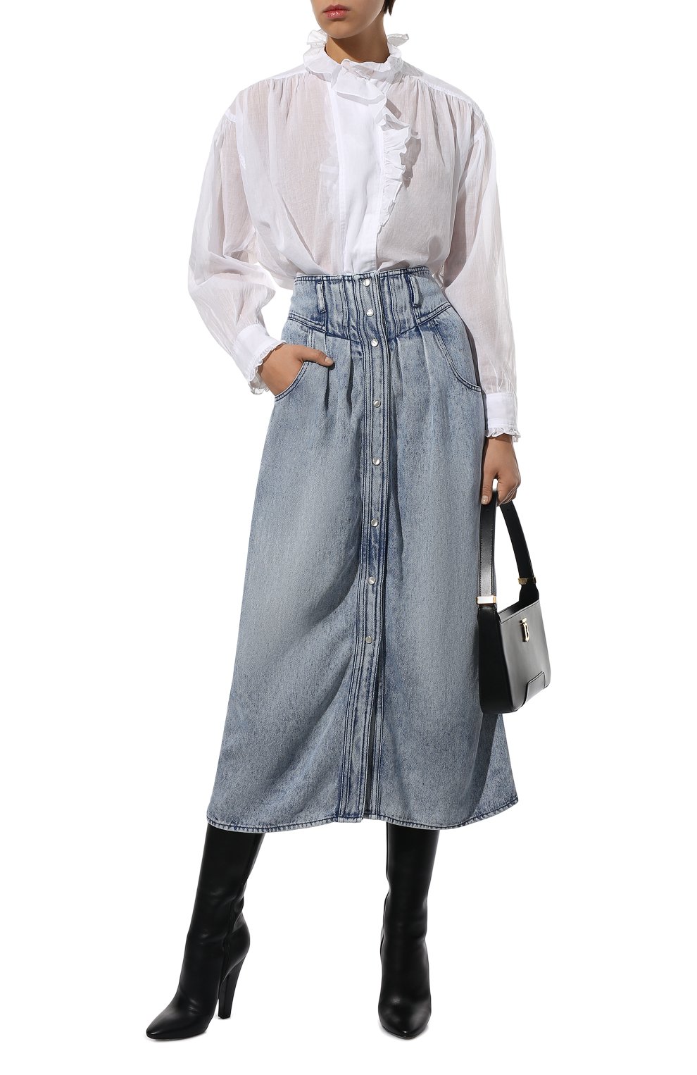 Джинсовая юбка ISABEL MARANT ETOILE голубого цвета по цене 28900 руб., арт. JU1381-22P021E/TIGRANE, фото 2 Джинсовая юбка ISABEL MARANT ETOILE, арт. JU1381-22P021E/TIGRANE, фото 2
