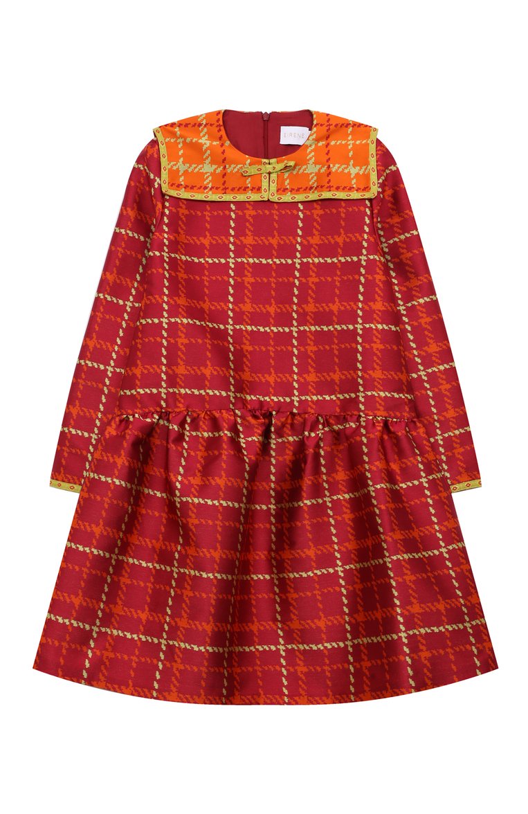 Детское платье EIRENE красного цвета, арт. FW232427/9/10A-14/15A | Фото 1 (Материал внешний: Синтетический материал; Материал подклада: Хлопок; Рукава: Длинные; Случай: Повседневный; Девочки Кросс-КТ: Платье-одежда)