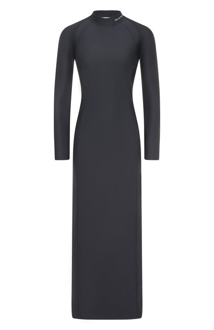Женское платье ALEXANDERWANG.T черного цвета, арт. 4CC1256293 | Фото 1 (Рукава: Длинные; Материал сплава: Проставлено; Длина Ж (юбки, платья, шорты): Миди; Материал внешний: Синтетический материал; Драгоценные камни: Проставлено)