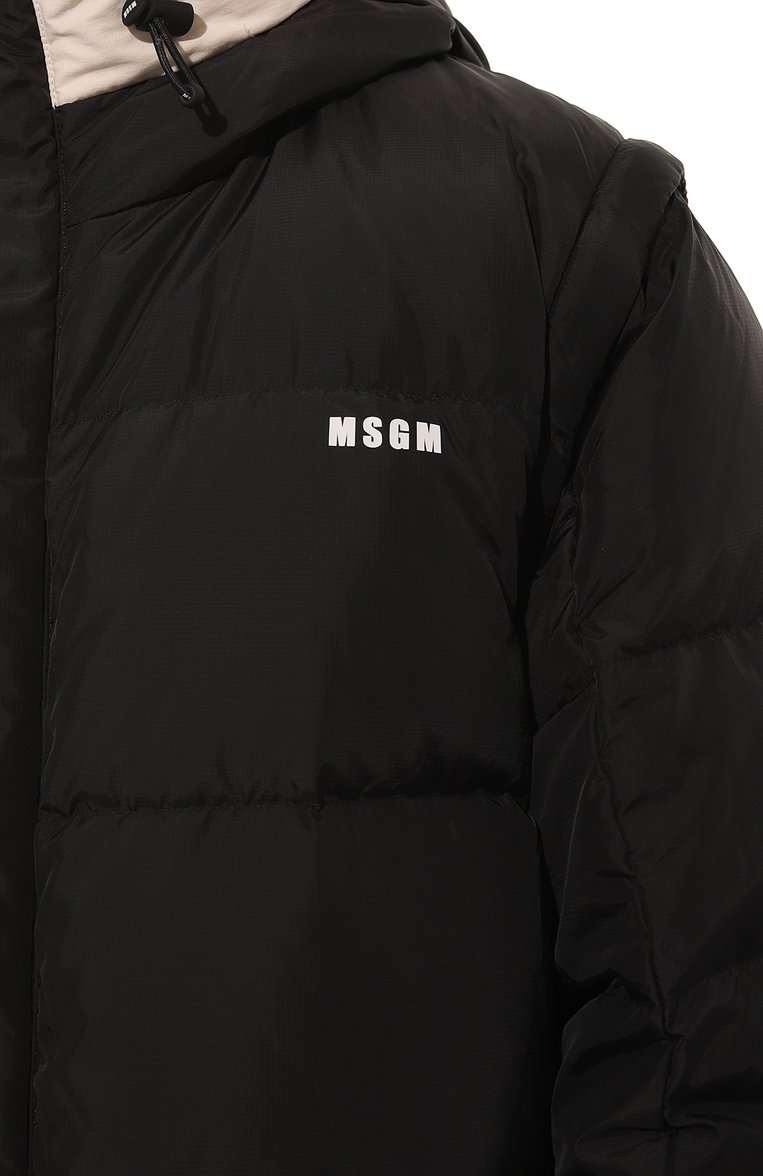 Мужская пуховик MSGM черного цвета, арт. 3540MH03/237705 | Фото 5 (Мужское Кросс-КТ: пуховик-короткий; Рукава: Длинные; Материал внешний: Синтетический материал; Материал сплава: Проставлено; Материал подклада: Синтетический материал; Драгоценные камни: Проставлено; Длина (верхняя одежда): Короткие; Материал утеплителя: Пух и перо; Стили: Кэжуэл)