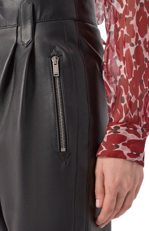 Кожаные брюки Saint Laurent 842449/YCTN2 Чёрный  842449/YCTN2 Фото 5