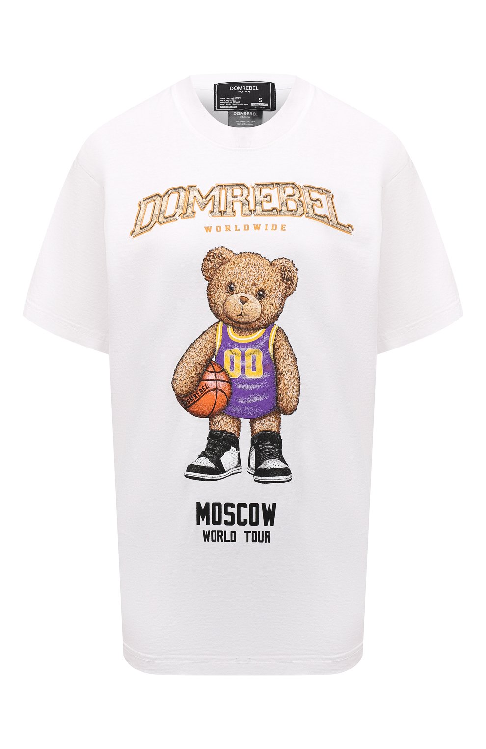 Хлопковая футболка DOMREBEL белого цвета по цене 14200 руб., арт. BEARBALL/B0X T/W, фото 1 Хлопковая футболка DOMREBEL, арт. BEARBALL/B0X T/W, фото 1