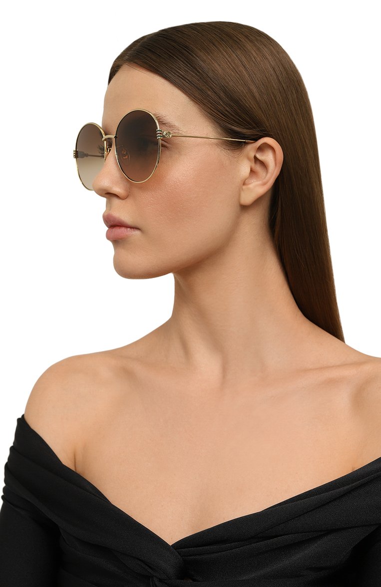 Женские солнцезащитные очки GUCCI коричневого цвета, арт. GG1281SK 002 | Фото 2 (Региональные ограничения белый список (Axapta Mercury): Не проставлено; Нос: Не проставлено; Материал: Металл; Тип очков: С/з; Оптика Гендер: оптика-женское; Очки форма: Круглые)