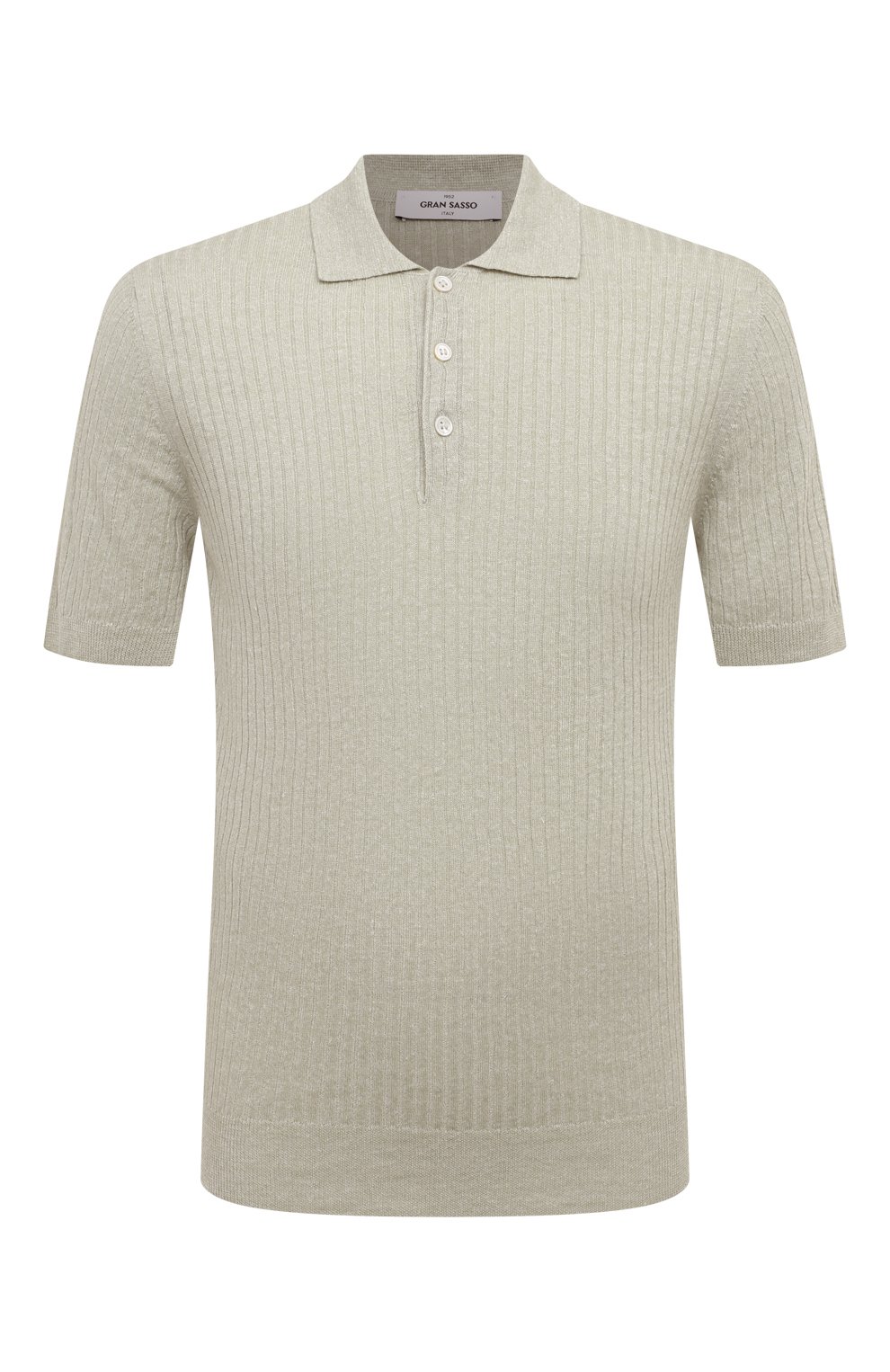 Поло изо льна и хлопка GRAN SASSO светло-зеленого цвета по цене 25600 руб., арт. 57118/18641, фото 1 Поло изо льна и хлопка GRAN SASSO, арт. 57118/18641, фото 1