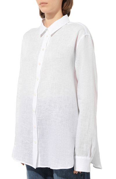 Льняная рубашка SASHAVERSE белого цвета по цене 25650 руб., арт. BL005/NL/WHITE, фото 3 Льняная рубашка SASHAVERSE, арт. BL005/NL/WHITE, фото 3