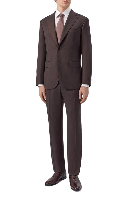 Костюм из шерсти и шелка Brioni RA9S1B/PDA37 Коричневый RA9S1B/PDA37