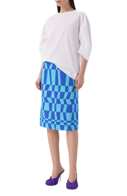 Юбка из вискозы Dries Van Noten 010896/3034 Голубой  010896/3034 Фото 2