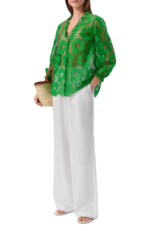 Хлопковая блузка Vika Gazinskaya SS26-12236 Зелёный  SS26-12236 Фото 2