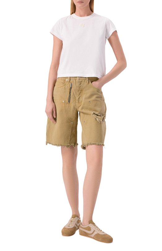 Хлопковые шорты Alexander Wang 4DC2264160 Хаки  4DC2264160 Фото 2