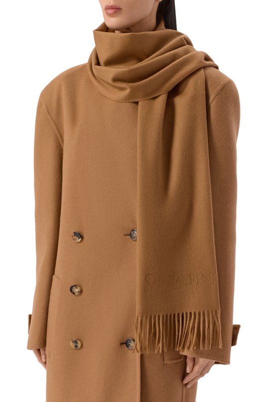 Кашемировая шарф Saint Laurent 795159/3Y201 Бежевый  795159/3Y201 Фото 2