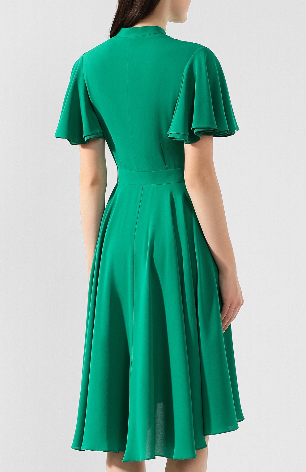 Шелковое платье ALEXANDER MCQUEEN хаки цвета по цене 227000 руб., арт. 605280/QBAAF, фото 4 Шелковое платье ALEXANDER MCQUEEN, арт. 605280/QBAAF, фото 4