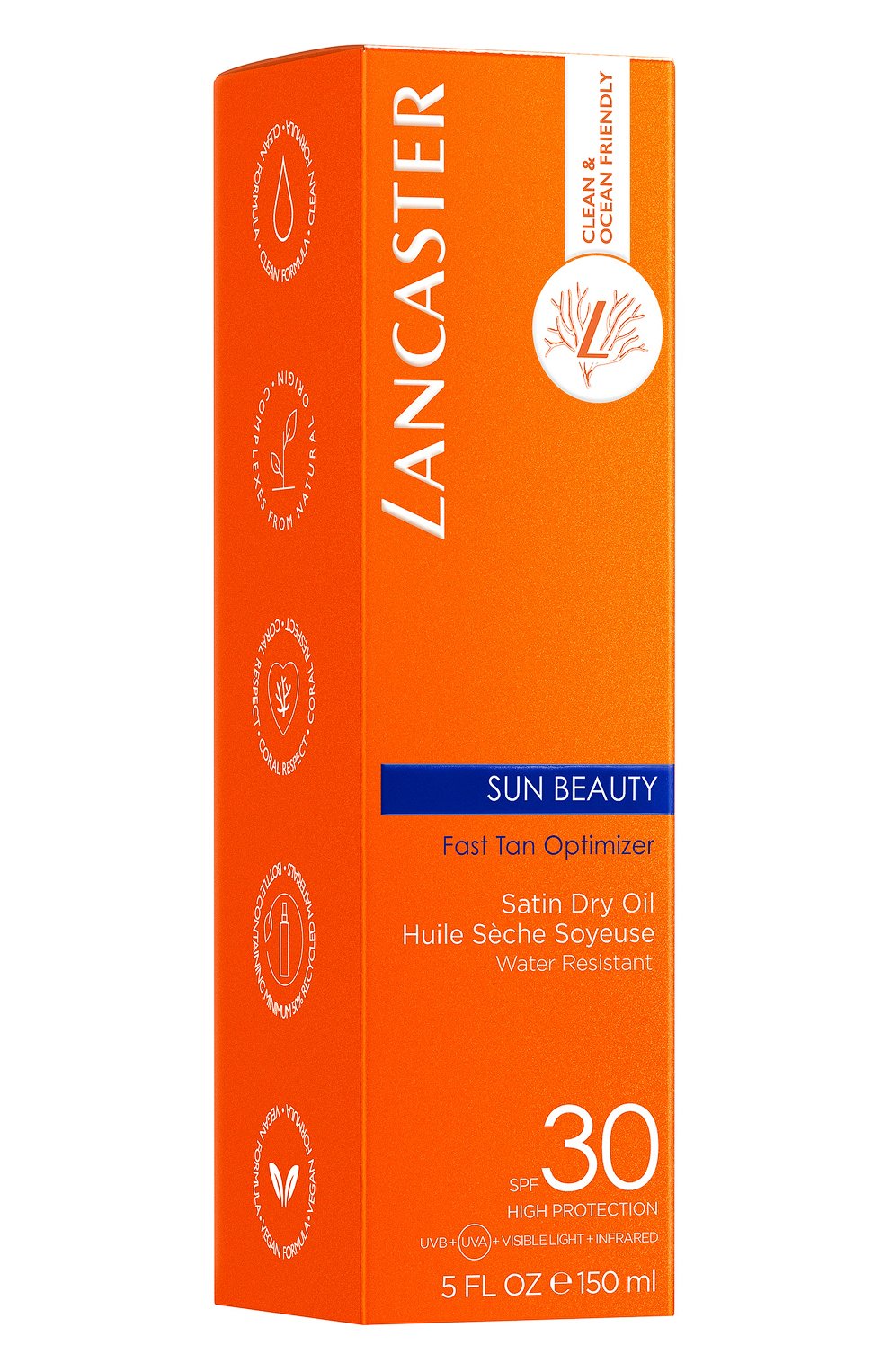 Шелковистое масло быстрый загар sun beauty fast tan optimizer satin dry oil spf 30 (150ml) LANCASTER, арт. 3616302022618, фото 3