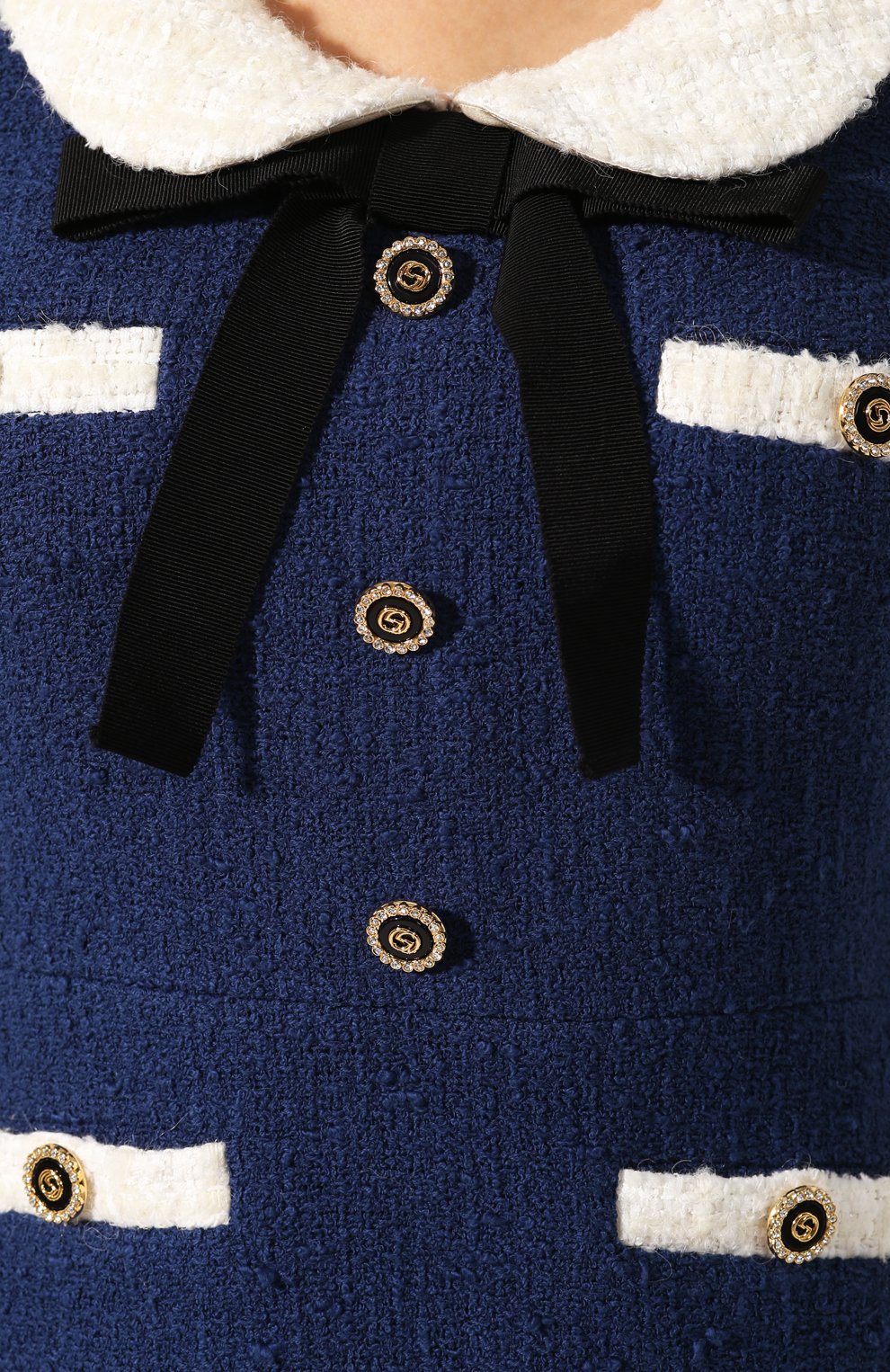 Хлопковое платье GUCCI темно-синего цвета по цене 209500 руб., арт. 569943/ZABLE, фото 5 Хлопковое платье GUCCI, арт. 569943/ZABLE, фото 5