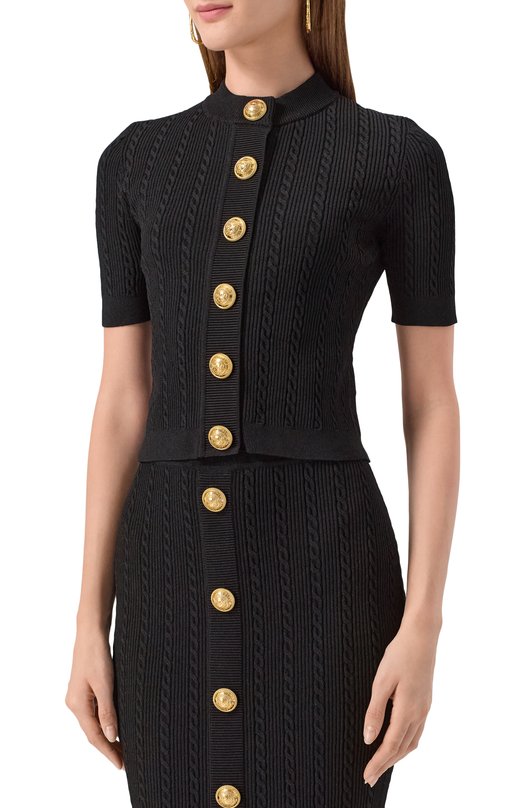 Кардиган из вискозы Balmain FF1KL230/KI50 Чёрный  FF1KL230/KI50 Фото 3