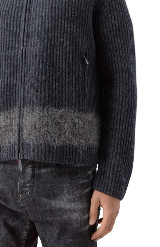 Шерстяной кардиган Dsquared2 S74HA1546/D13150 Серый  S74HA1546/D13150 Фото 5