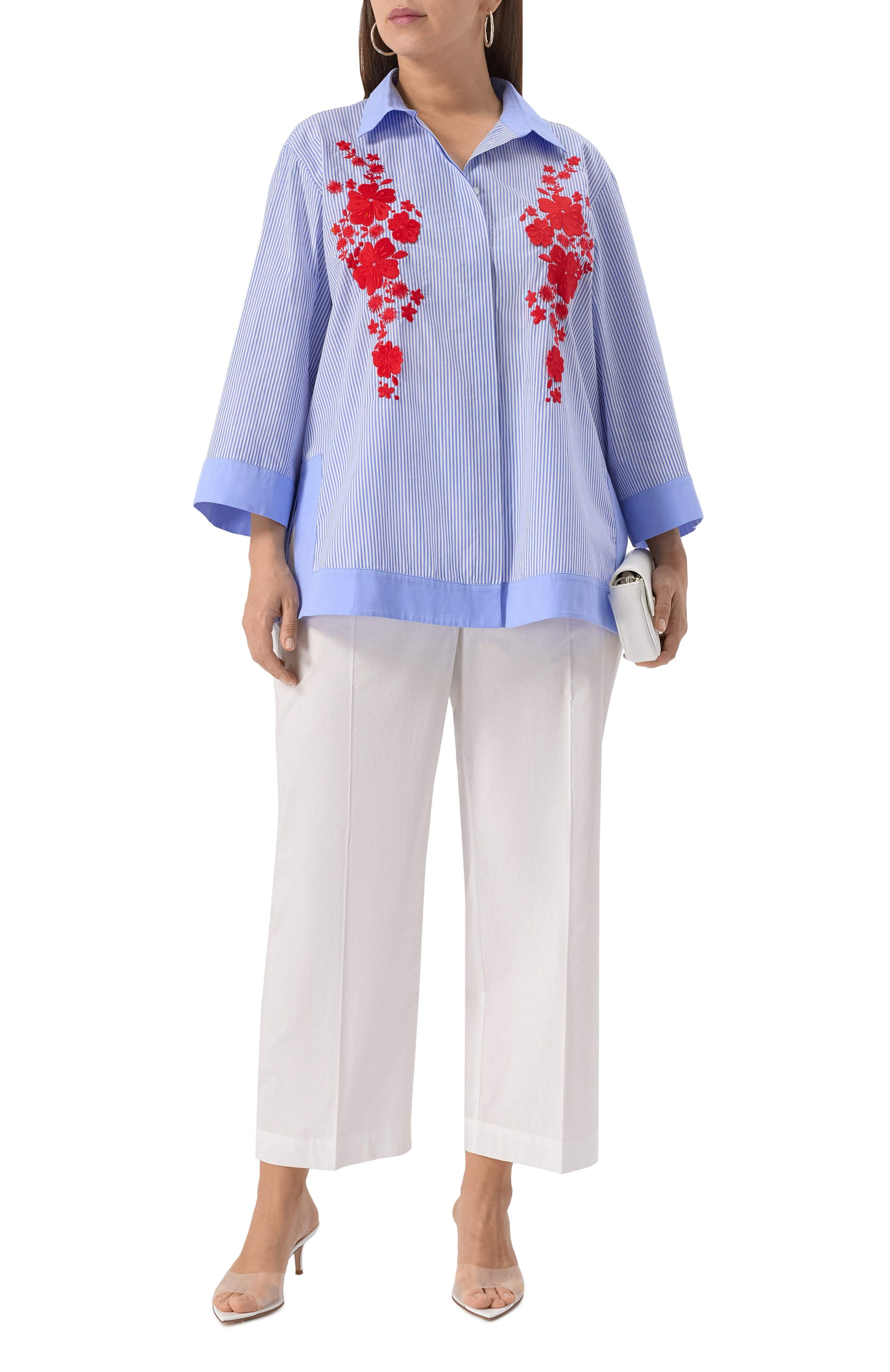 Хлопковая блузка MARINA SPORT голубого цвета по цене 39950 руб., арт. GELA, фото 2 Хлопковая блузка MARINA SPORT, арт. GELA, фото 2