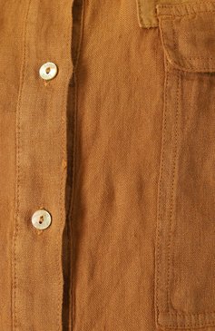 Женская льняная рубашка 120% LINO коричневого цвета, арт. 32ALIW19S5/0000115 | Фото 6 (Материал внешний: Лен; Длина (для топов): Стандартные; Женское Кросс-КТ: Рубашка-одежда; Принт: Без принта; Стили: Кэжуэл; Рукава: Короткие)