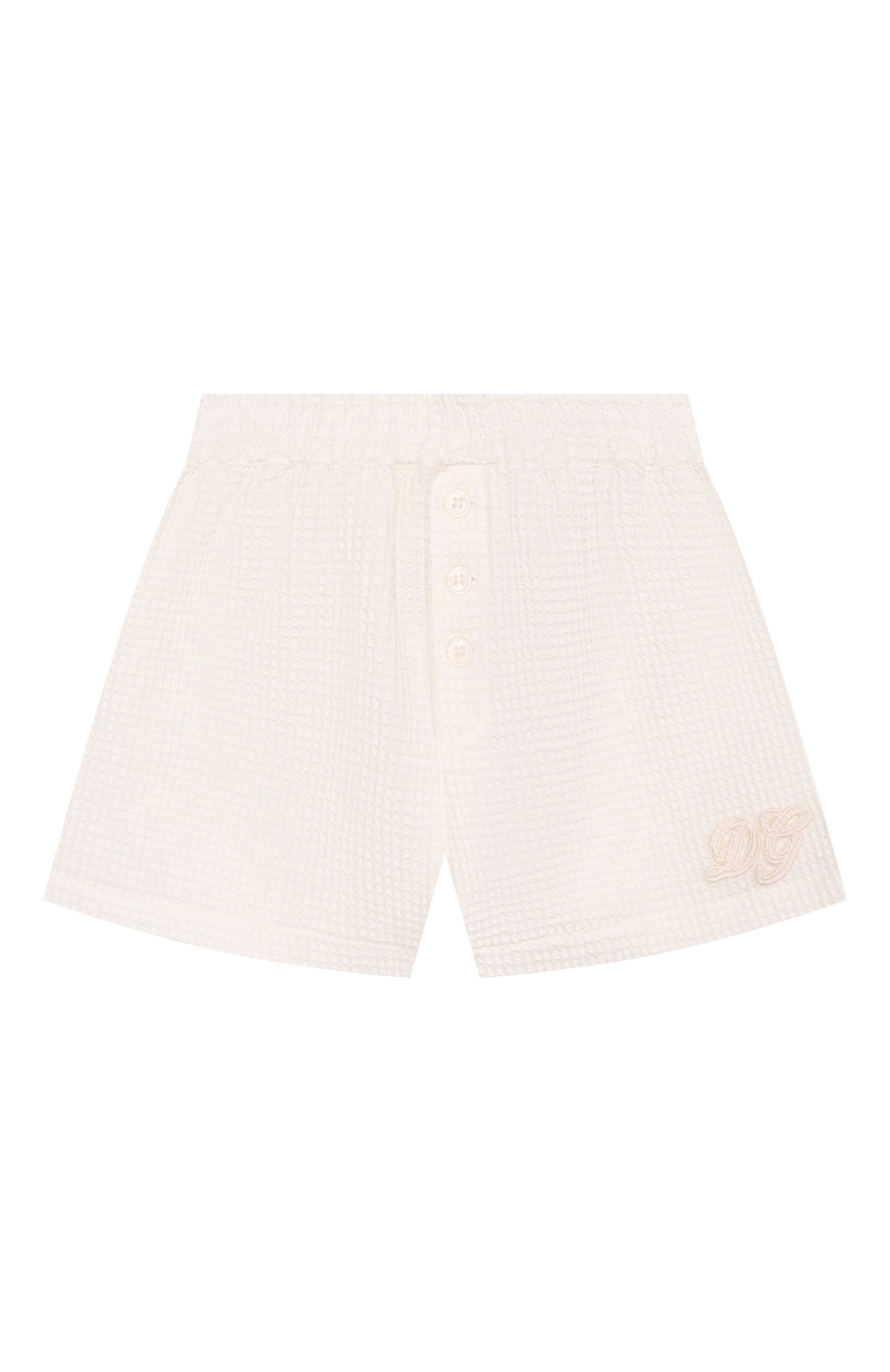 Хлопковые шорты DOLCE & GABBANA молочного цвета по цене 28450 руб., арт. L13Q97/FU628, фото 1 Хлопковые шорты DOLCE & GABBANA, арт. L13Q97/FU628, фото 1
