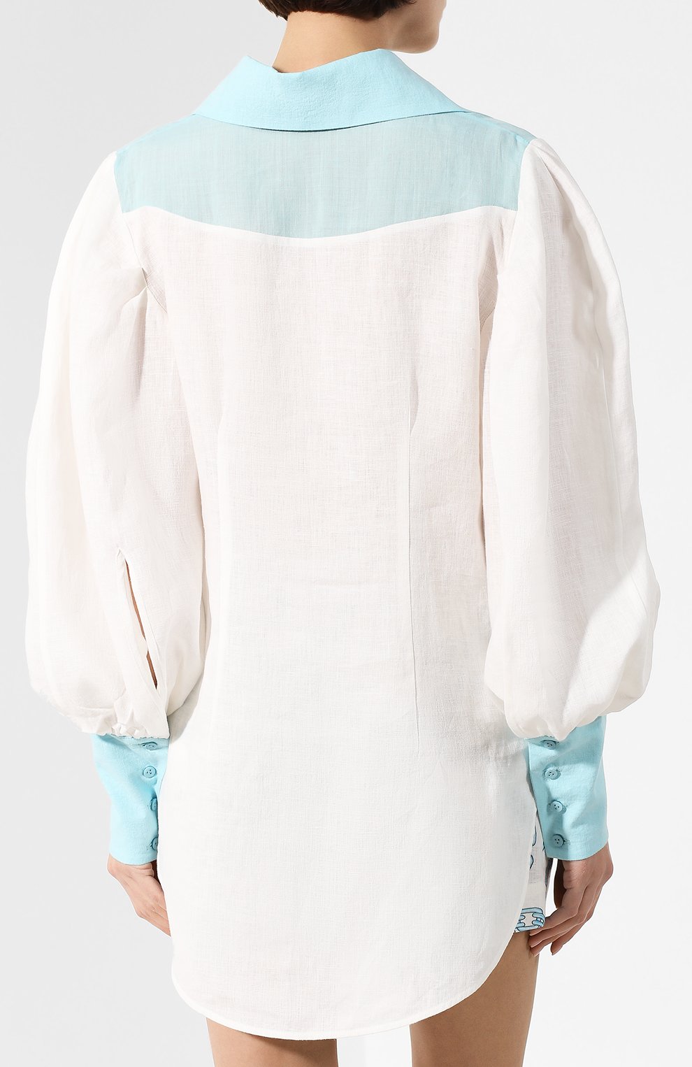 Льняная рубашка A MERE CO разноцветного цвета по цене 52650 руб., арт. AMC-R20-G4-41, фото 4 Льняная рубашка A MERE CO, арт. AMC-R20-G4-41, фото 4