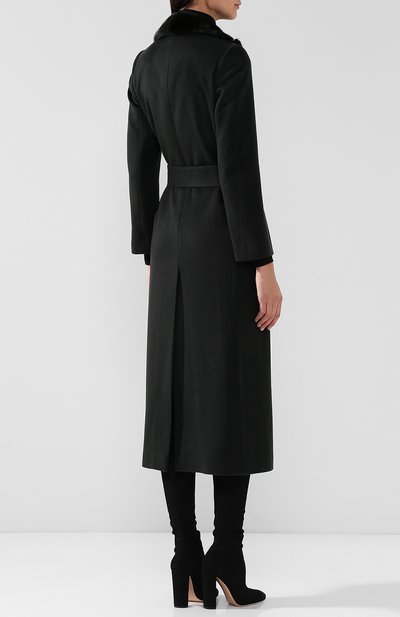 Кашемировое пальто с поясом и меховым воротником KITON, арт. D46619K01P69, фото 4