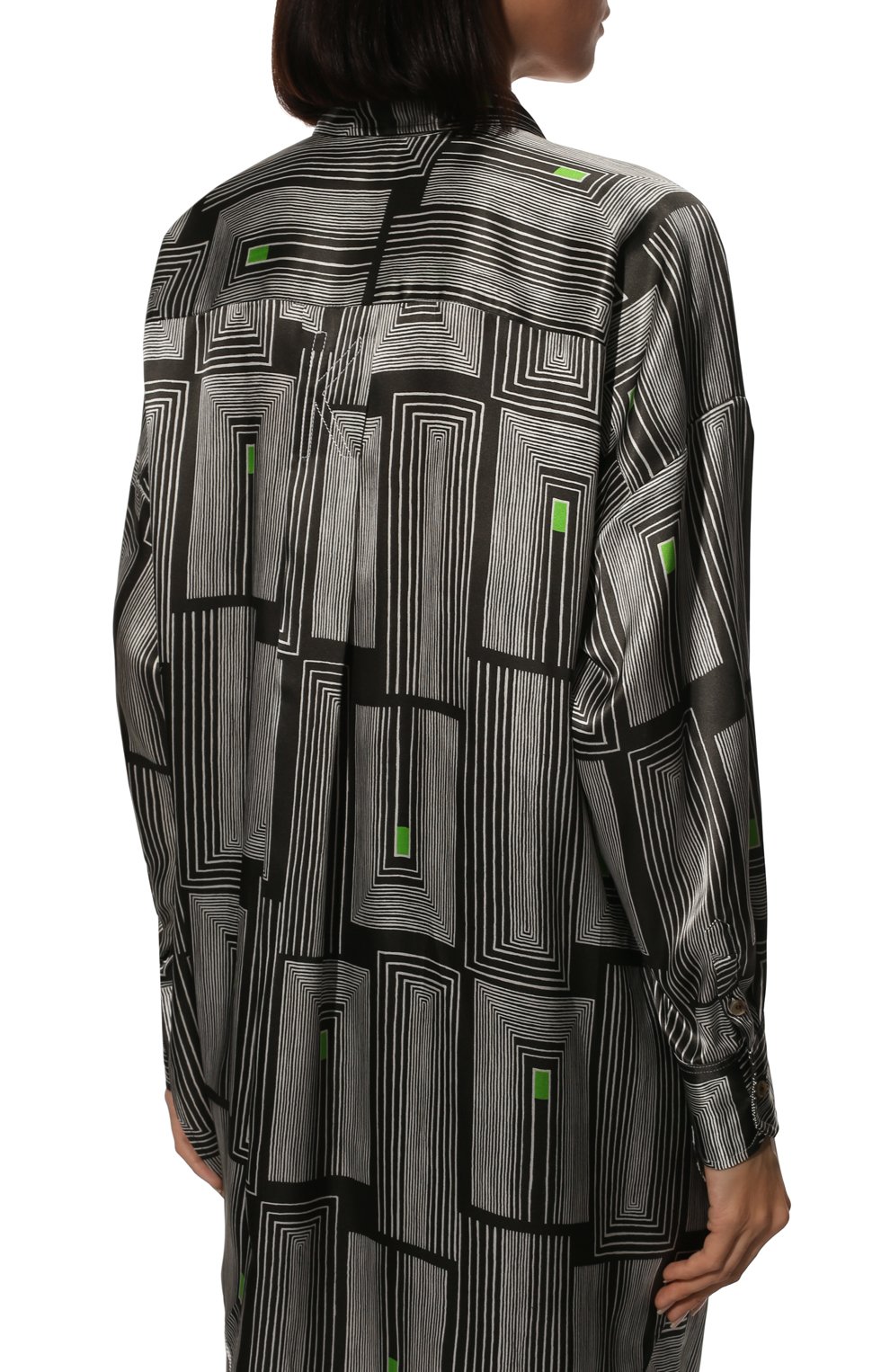 Шелковая рубашка KITON черно-белого цвета по цене 111000 руб., арт. D51427K0982A, фото 4 Шелковая рубашка KITON, арт. D51427K0982A, фото 4