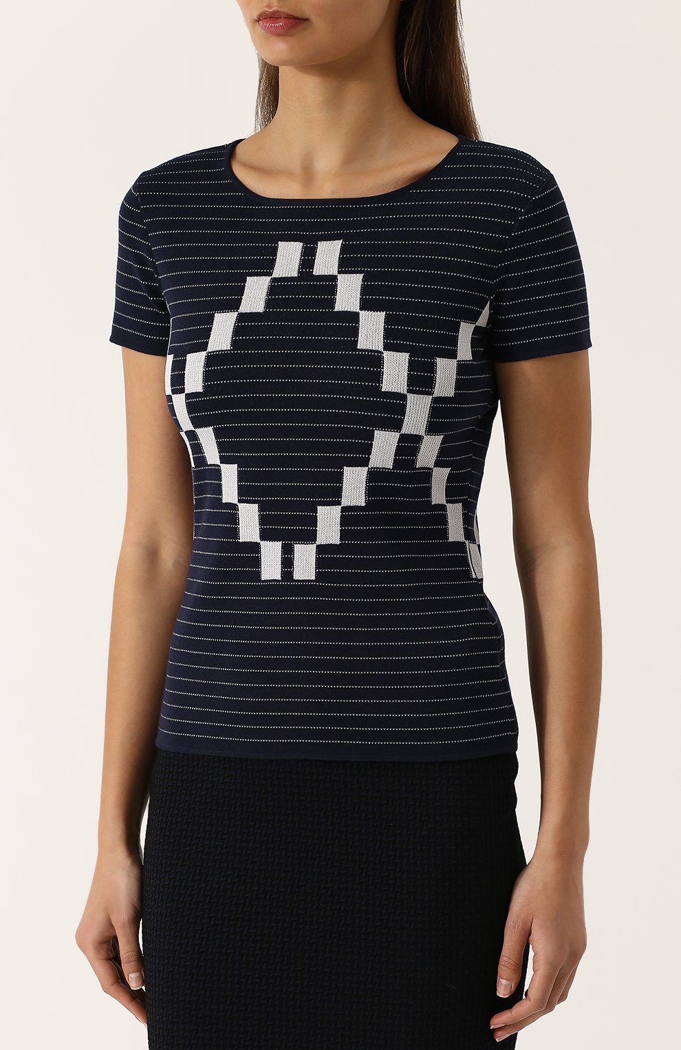 Вязаный топ с коротким рукавом и круглым вырезом GIORGIO ARMANI, арт. 3ZAMA4/AM70Z, фото 3