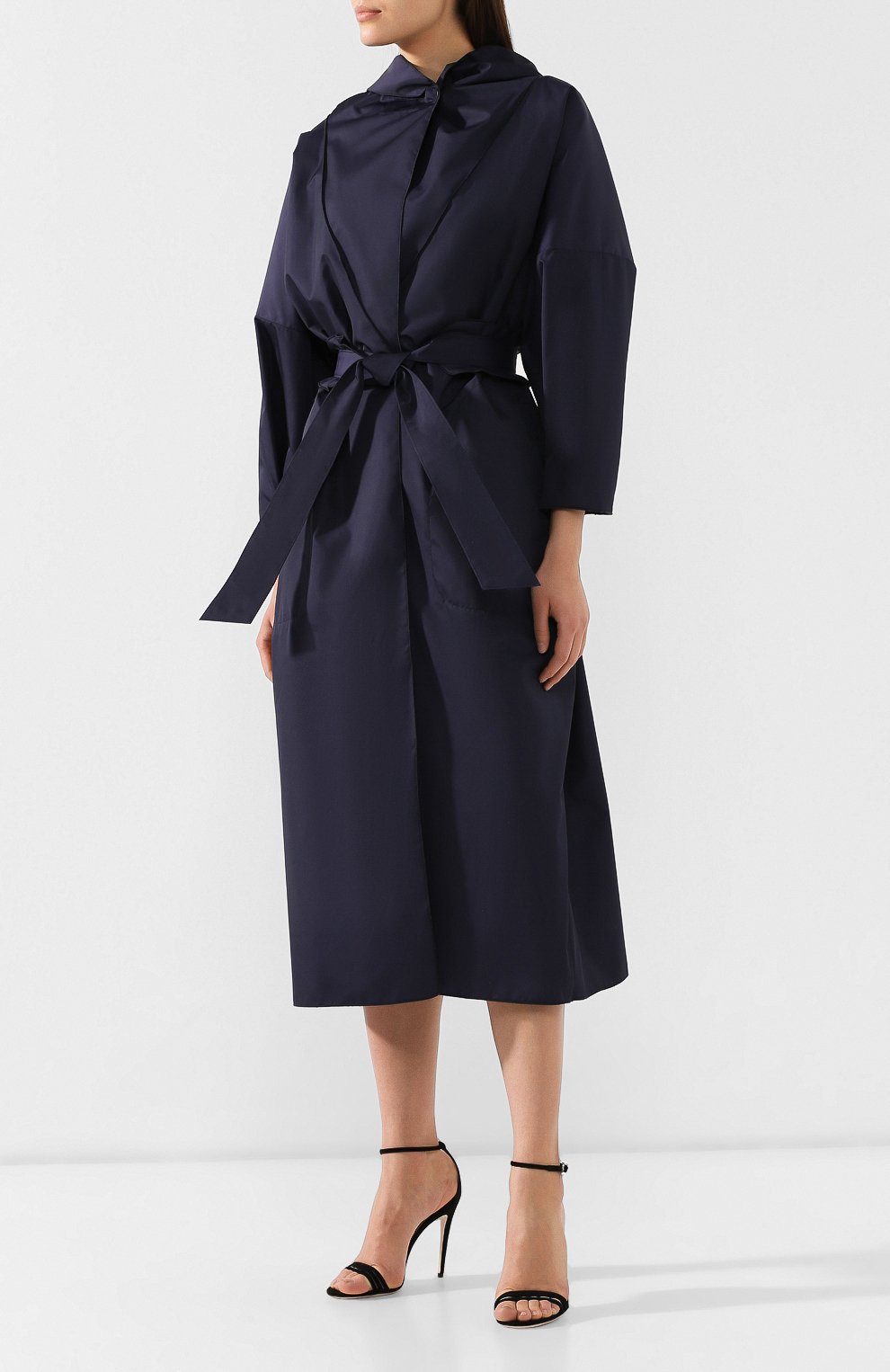 Плащ с поясом GIORGIO ARMANI темно-синего цвета по цене 226500 руб., арт. 9SH0L01Z/T00NY, фото 3 Плащ с поясом GIORGIO ARMANI, арт. 9SH0L01Z/T00NY, фото 3