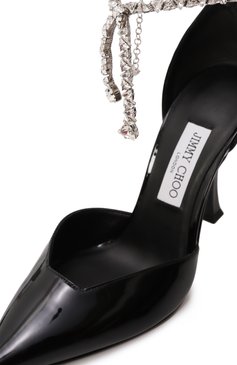 Женские лакированные туфли stevie 100 JIMMY CHOO черного цвета, арт. STEVIE 100 | Фото 7 (Драгоценные камни: Проставлено; Материал внешний: Натуральная кожа; Подошва: Плоская; Материал сплава: Проставлено; Материал внутренний: Натуральная кожа; Каблук высота: Высокий; Каблук тип: Фигурный)