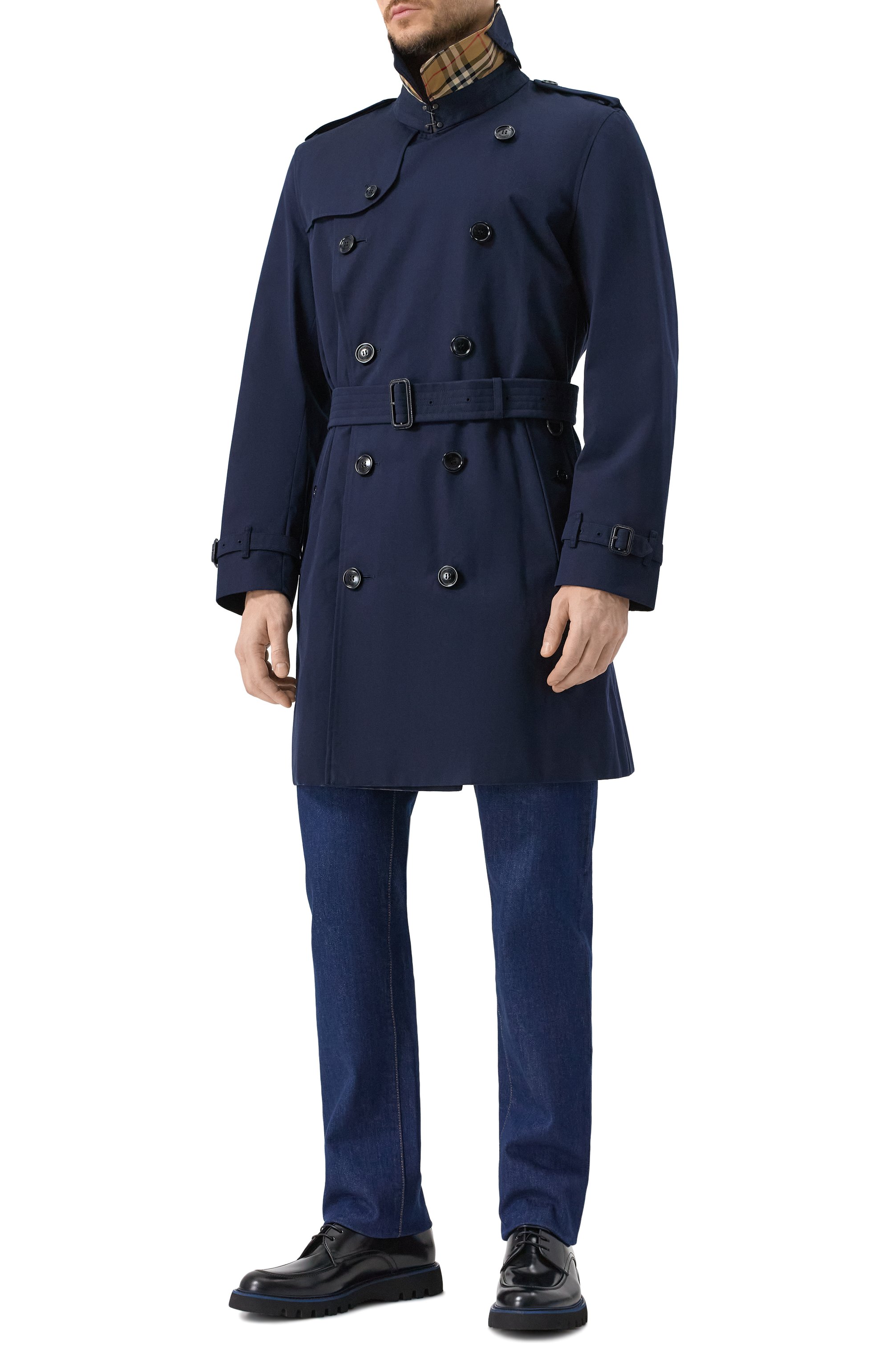 Хлопковый тренч BURBERRY темно-синего цвета по цене 311000 руб., арт. 8079387, фото 2 Хлопковый тренч BURBERRY, арт. 8079387, фото 2