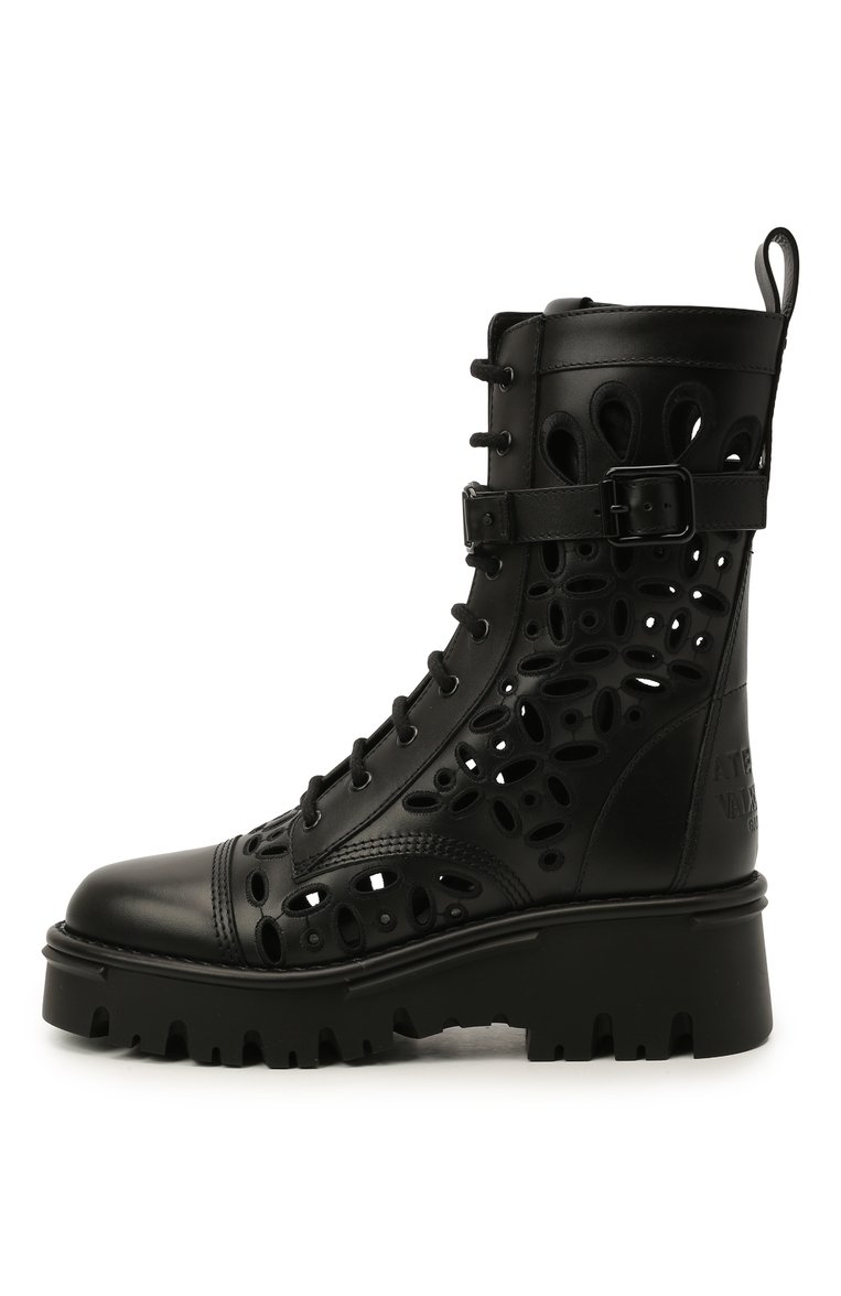 Женские кожаные ботинки atelier shoes 08 san gallo edition VALENTINO черного цвета, арт. WW2S0CN7/NPC | Фото 3 (Подошва: Платформа; Материал внутренний: Натуральная кожа; Каблук высота: Средний, Низкий; Женское Кросс-КТ: Военные ботинки; Материал утеплителя: Без утеплителя; Материал внешний: Натуральная кожа)