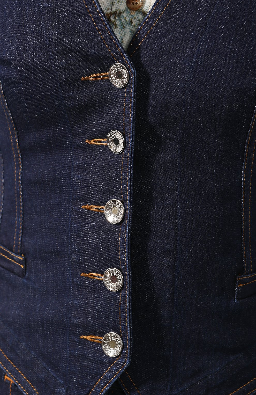 Джинсовый жилет DOLCE & GABBANA темно-синего цвета по цене 99500 руб., арт. F79U5D/G899X, фото 5 Джинсовый жилет DOLCE & GABBANA, арт. F79U5D/G899X, фото 5