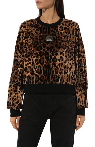 Хлопковый свитшот DOLCE & GABBANA леопардового цвета по цене 113500 руб., арт. F9R28T/FJ7D5/L, фото 3 Хлопковый свитшот DOLCE & GABBANA, арт. F9R28T/FJ7D5/L, фото 3