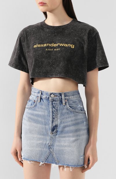 Хлопковая футболка ALEXANDER WANG темно-серого цвета по цене 18700 руб., арт. 1CC1201321, фото 3 Хлопковая футболка ALEXANDER WANG, арт. 1CC1201321, фото 3