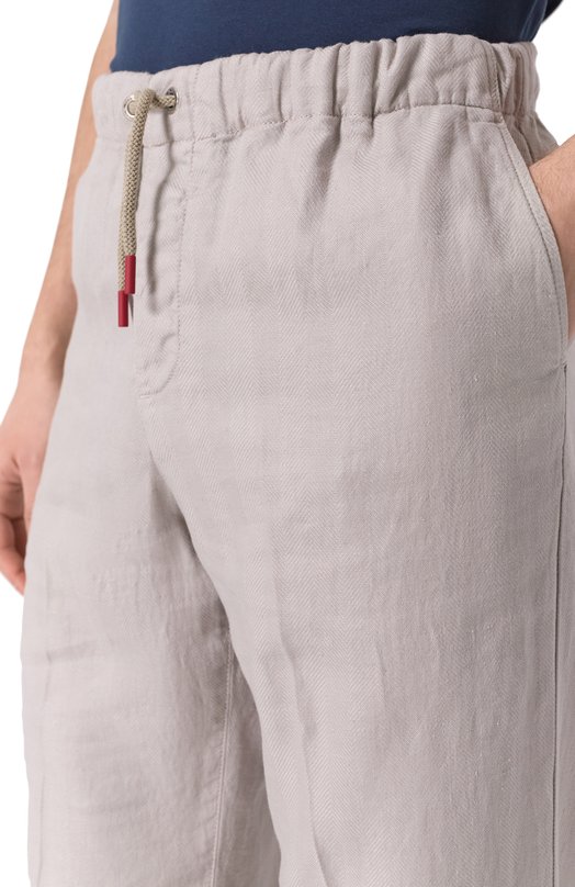 Брюки изо льна и хлопка Kiton UPR003LK0636F06 Серый  UPR003LK0636F06 Фото 5