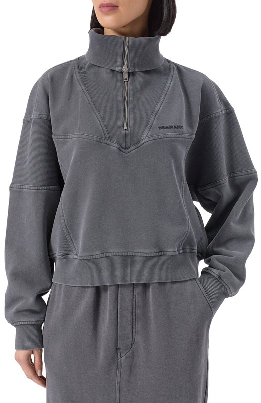 Хлопковый свитшот Isabel Marant Etoile SW0150FA/C1G03E Серый  SW0150FA/C1G03E Фото 7