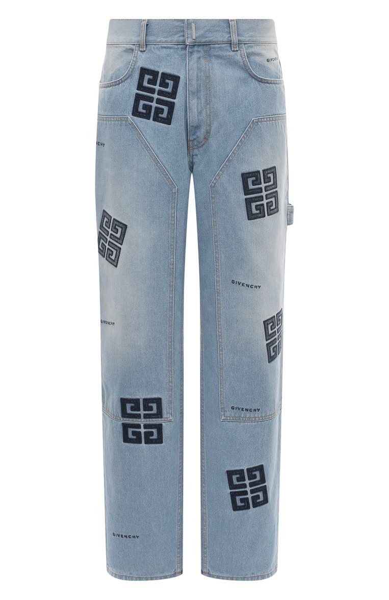 Мужские джинсы GIVENCHY голубого цвета, арт. BM51A45Y5V | Фото 1 (Материал внешний: Хлопок, Деним; Длина (брюки, джинсы): Стандартные; Детали: Потертости; Кросс-�КТ: Деним; Силуэт М (брюки): Широкие; Стили: Streetwear)