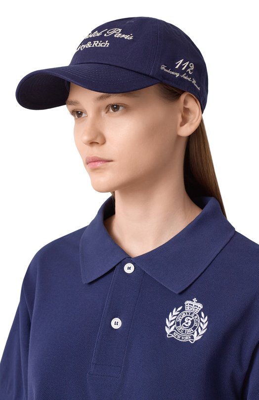 Хлопковая бейсболка Sporty&Rich x Le Bristol Paris Sporty and Rich AC040517619BL32 Синий  AC040517619BL32 Фото 2