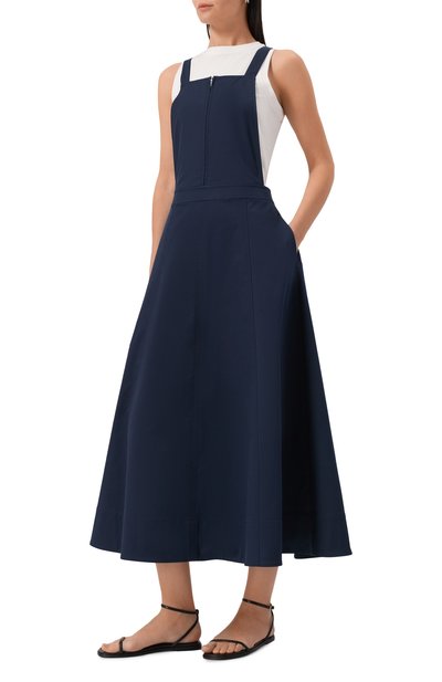 Хлопковое платье 12 STOREEZ темно-синего цвета по цене 21000 руб., арт. 131496, фото 2 Хлопковое платье 12 STOREEZ, арт. 131496, фото 2