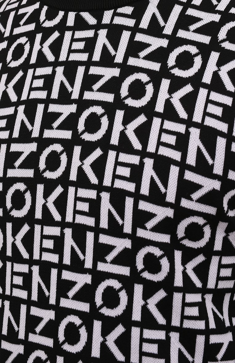 Мужской джемпер kenzo sport KENZO черно-белого цвета, арт. FC55PU6913SC | Фото 5 (Стили: Кэжуэл; Материал внешний: Хлопок, Синтетический материал; Мужское Кросс-КТ: Джемперы; Рукава: Длинные; Длина (для топов): Стандартные; Вырез: Круглый; Принт: С принтом)